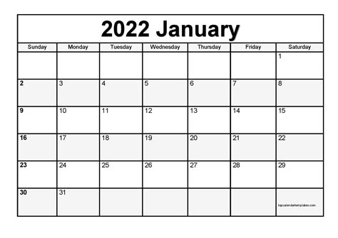 Printable January Calendar 2022 Pdf